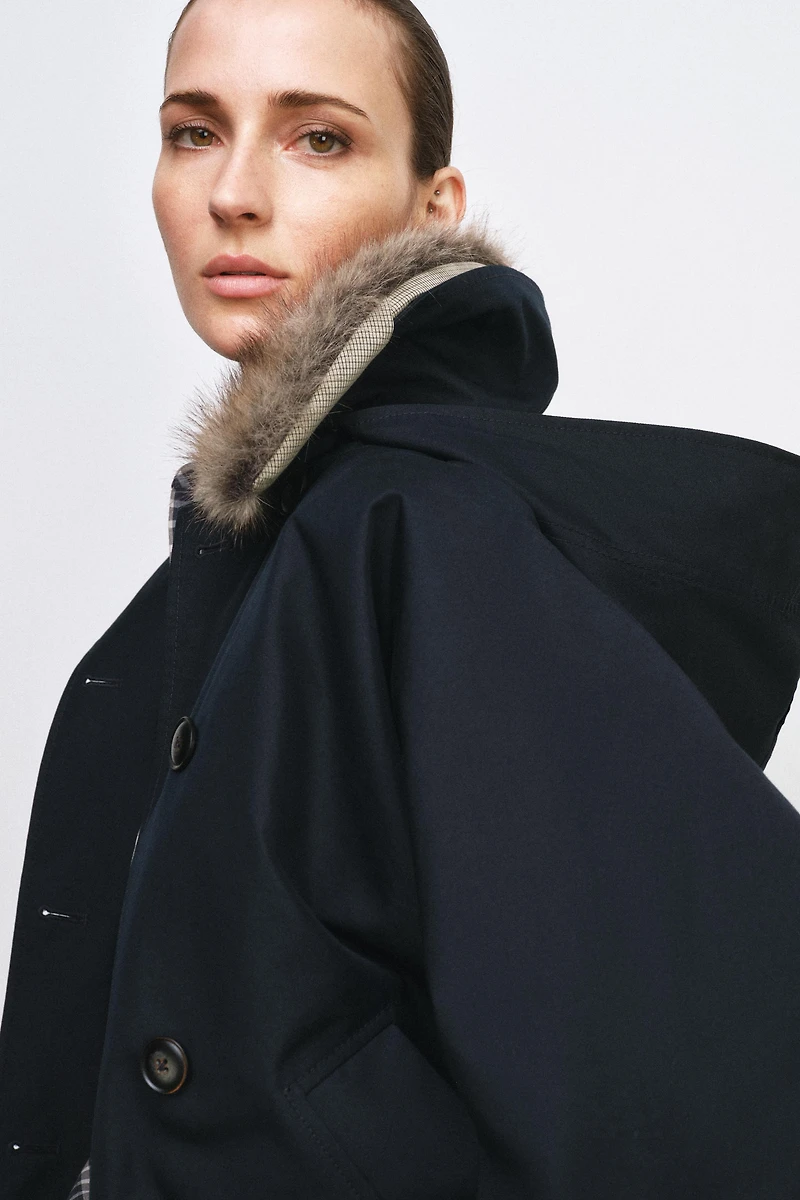 TRENCH COL EFFET FOURRURE ZW COLLECTION
