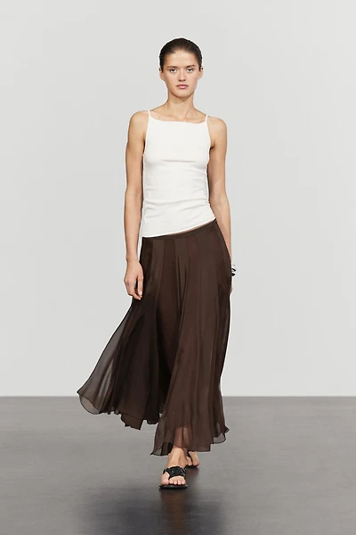 Flowing flared midi skirt