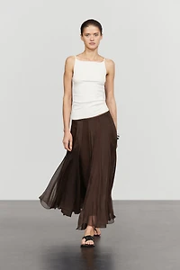 Flowing flared midi skirt
