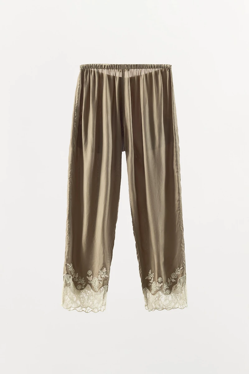 EMBROIDERED LACE LINGERIE PANTS