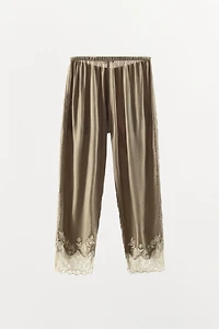 EMBROIDERED LACE LINGERIE PANTS