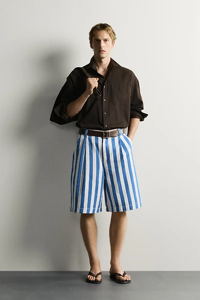 WIDE FIT STRIPED SHORTS
