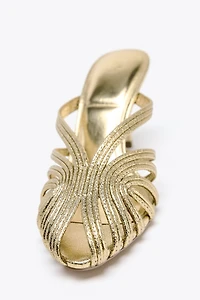 METALLIC EFFECT STILETTO HEEL SANDALS