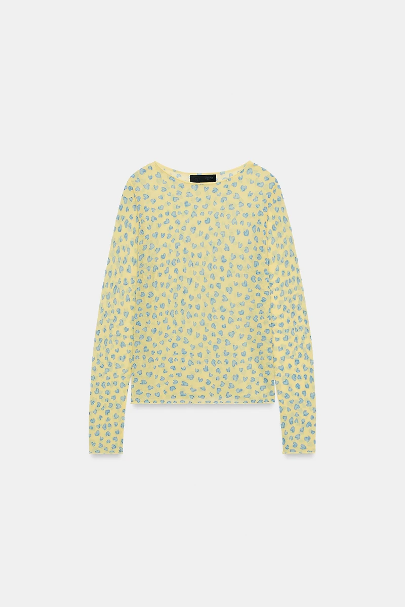 SHEER HEART KNIT TOP
