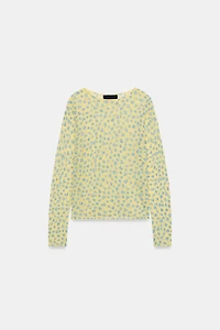 SHEER HEART KNIT TOP