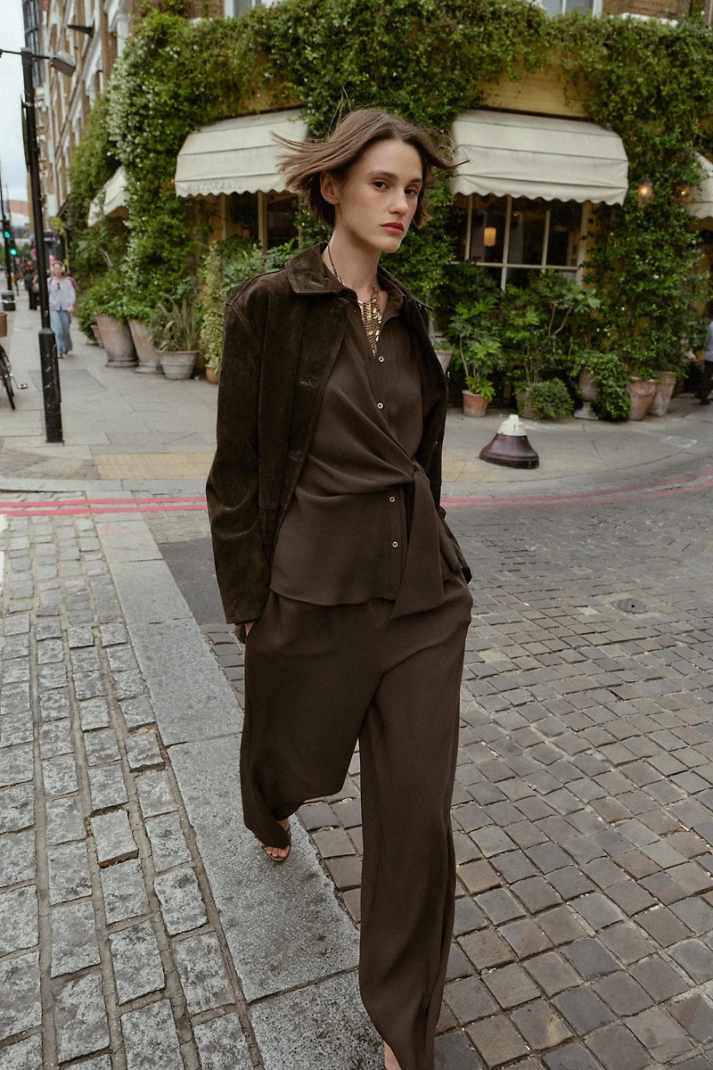 KNOTTED CREPE SHIRT