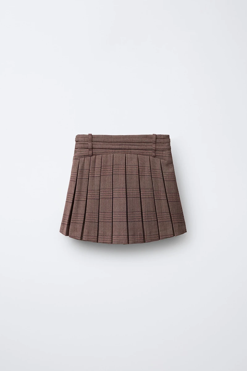 PLAID DOUBLE BELT SKORT