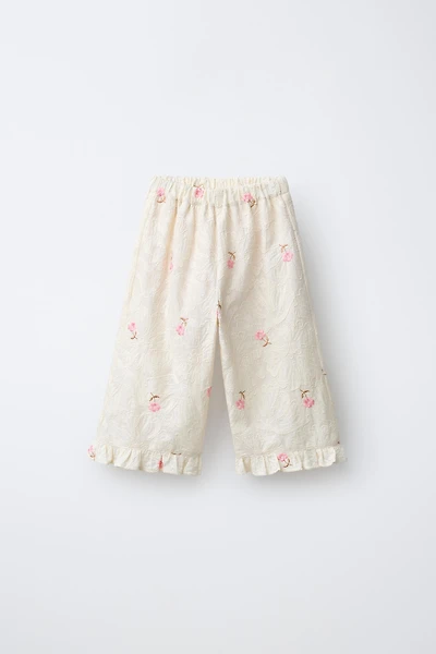 EMBROIDERED FLOWERS PANTS