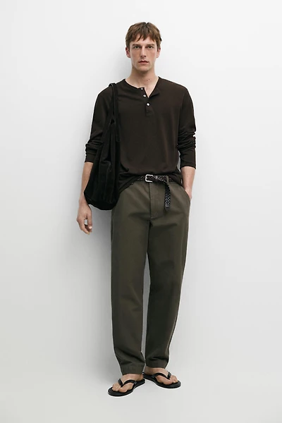 Tapered fit cotton pants