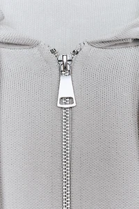 GILET EN MAILLE À CAPUCHE ET LIEN