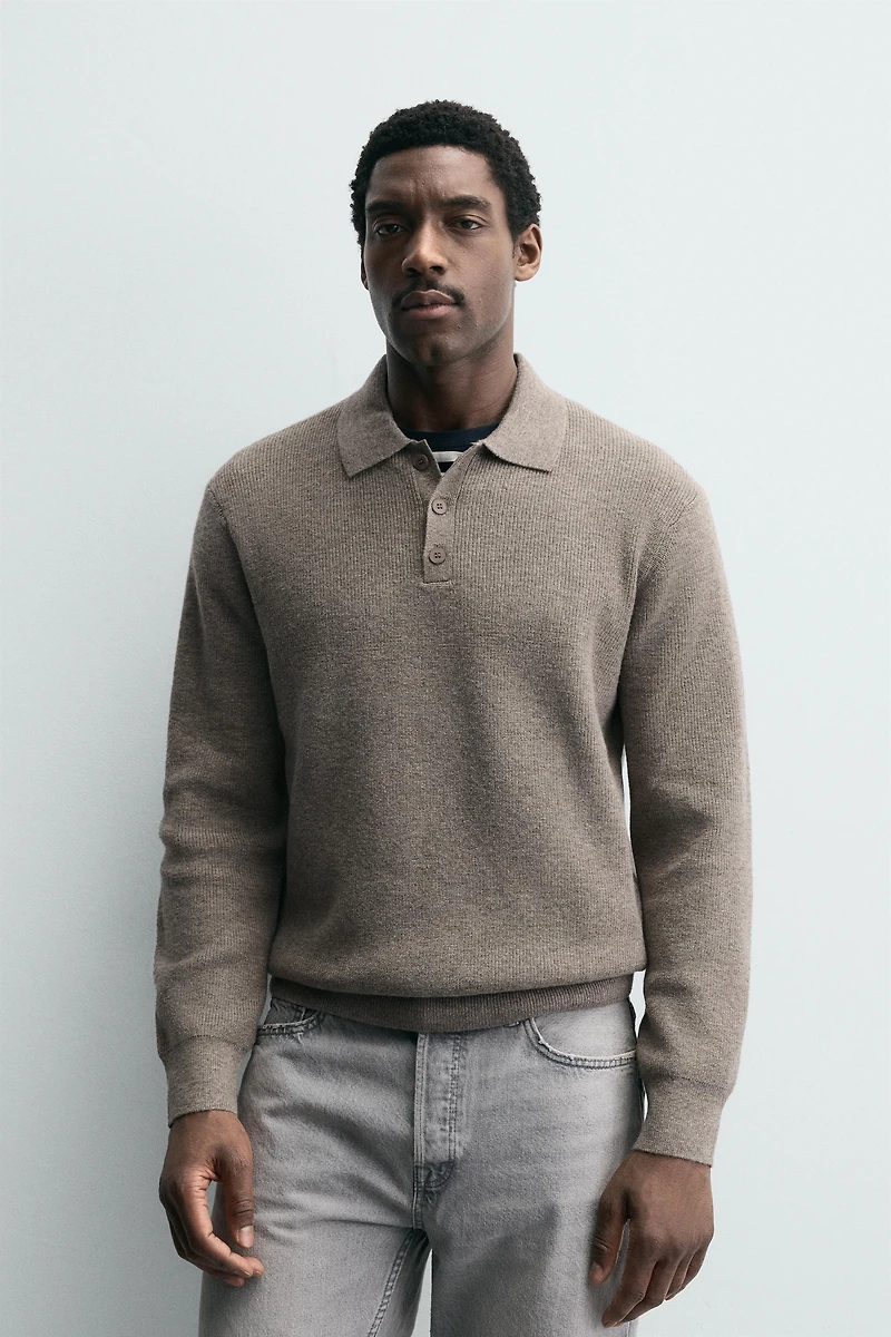 KNIT POLO SHIRT WITH WOOL