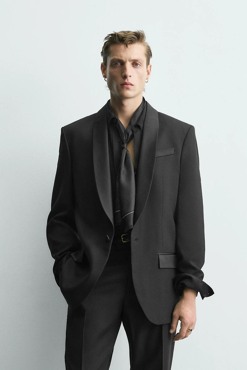 WOOL TUXEDO SUIT BLAZER