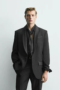 WOOL TUXEDO SUIT BLAZER