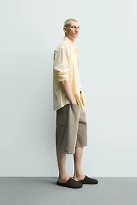 STRUCTURED BALLOON FIT DENIM SHORTS