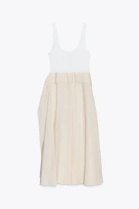CONTRAST PLEATED DRESS