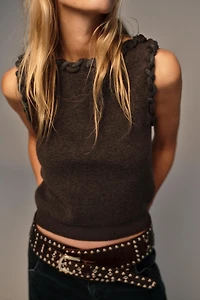 INTERWOVEN TRIM KNIT TOP