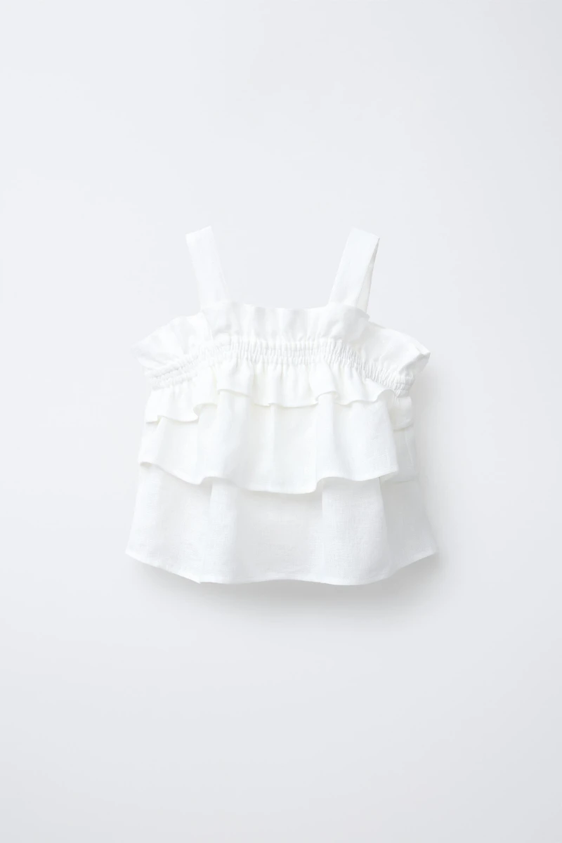 100% LINEN RUFFLED TOP