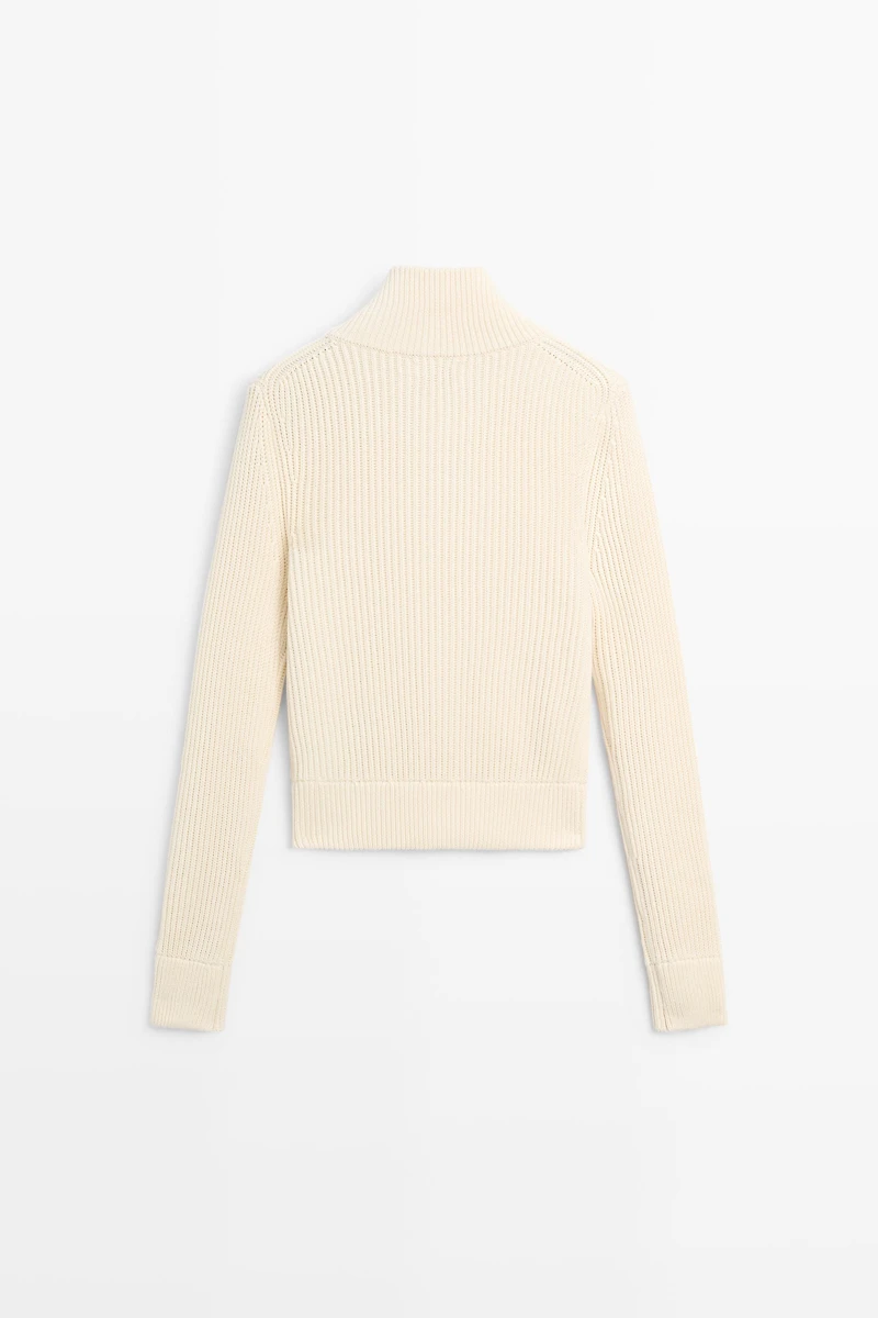 100% cotton purl knit cardigan