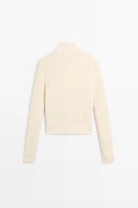100% cotton purl knit cardigan