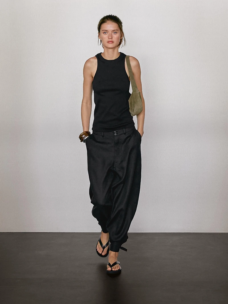 Cotton blend halter-neck top