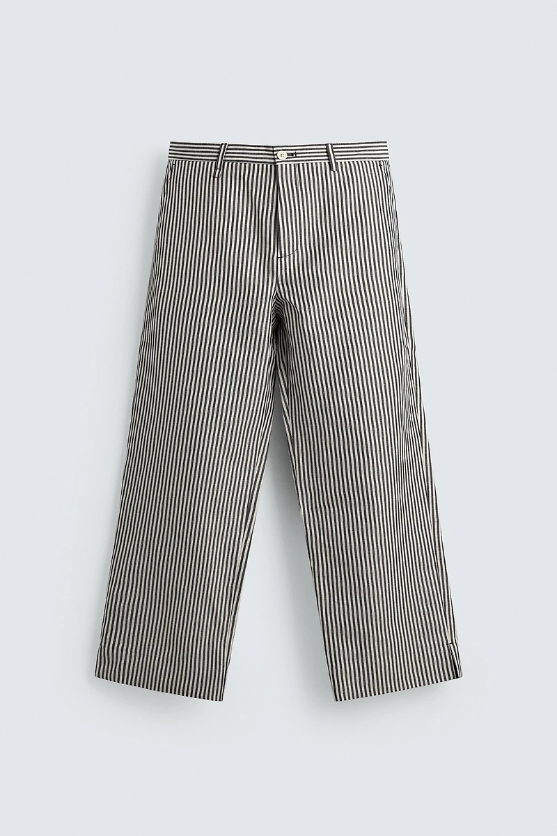 STRIPED COTTON LINEN PANTS
