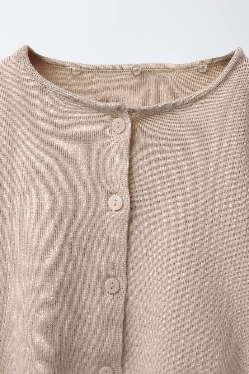 CARDIGAN WITH DETACHABLE FAUX FUR COLLAR