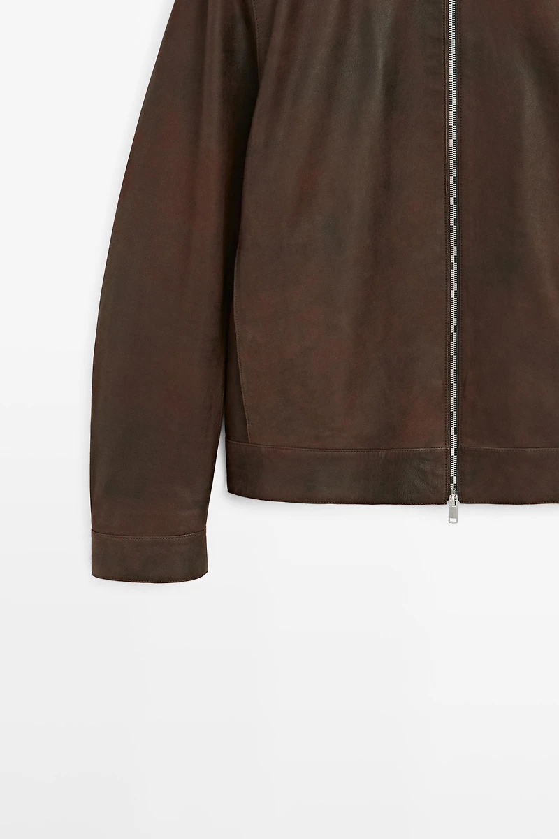 Napped suede leather jacket