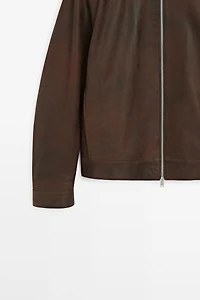 Napped suede leather jacket