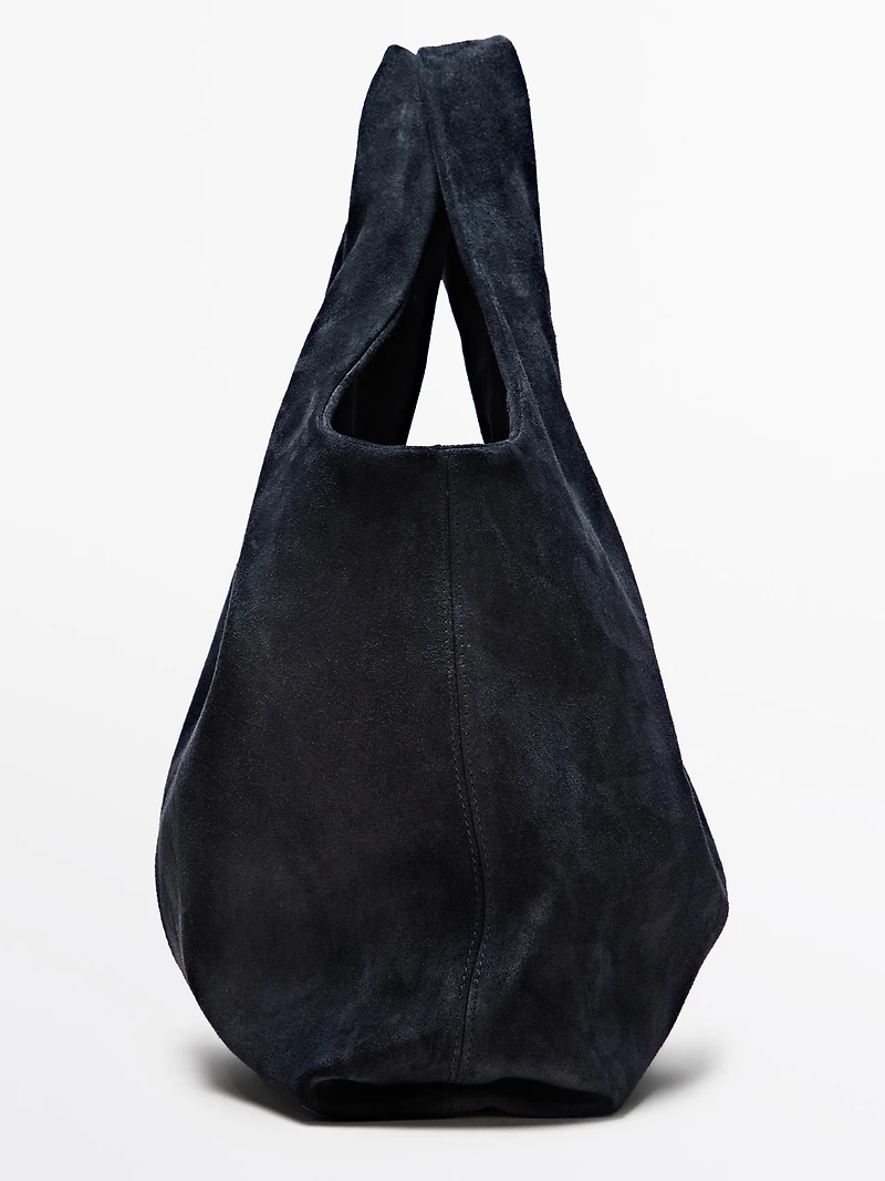 Sac shopper medium en croûte de cuir