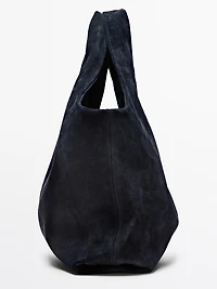 Sac shopper medium en croûte de cuir