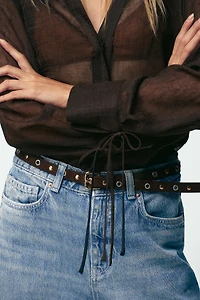Z1975 WIDE LEG CROPPED HIGH RISE BELTED JEANS