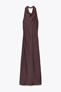 ROBE MIDI SATINÉE LISERÉS CONTRASTANTS