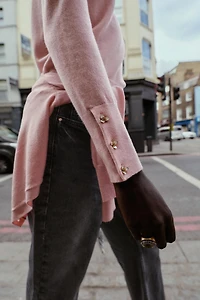 KNIT SWEATER WITH FLORAL BUTTONS