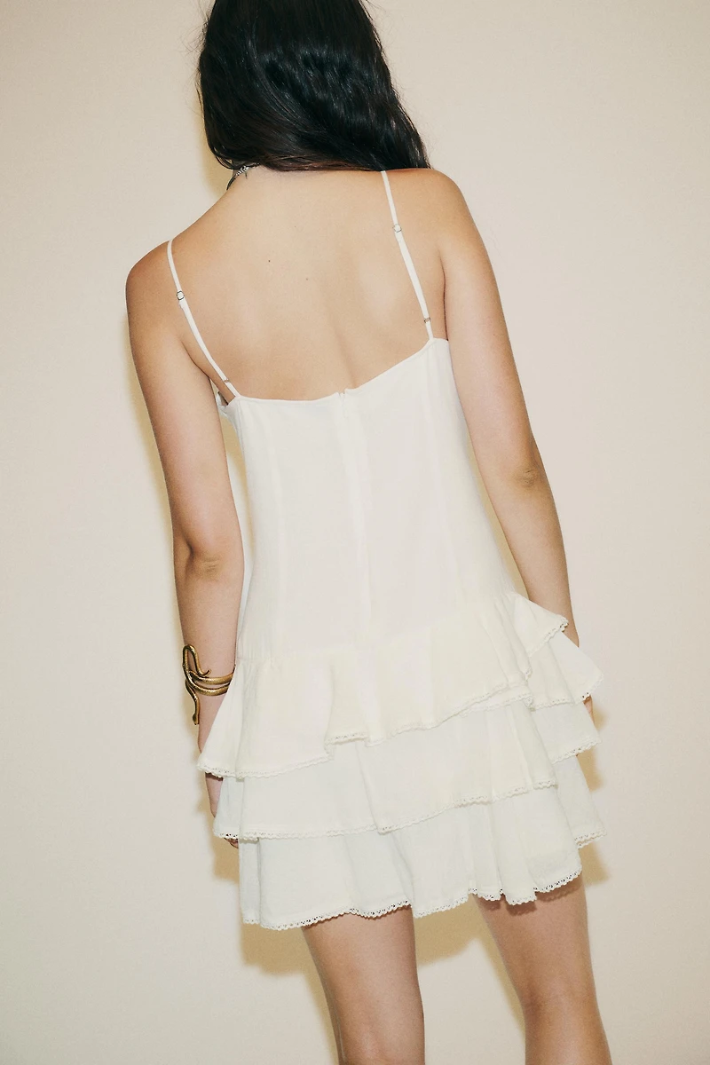 RUFFLED CHIFFON SHORT DRESS