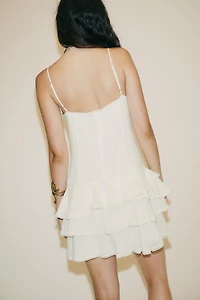 RUFFLED CHIFFON SHORT DRESS