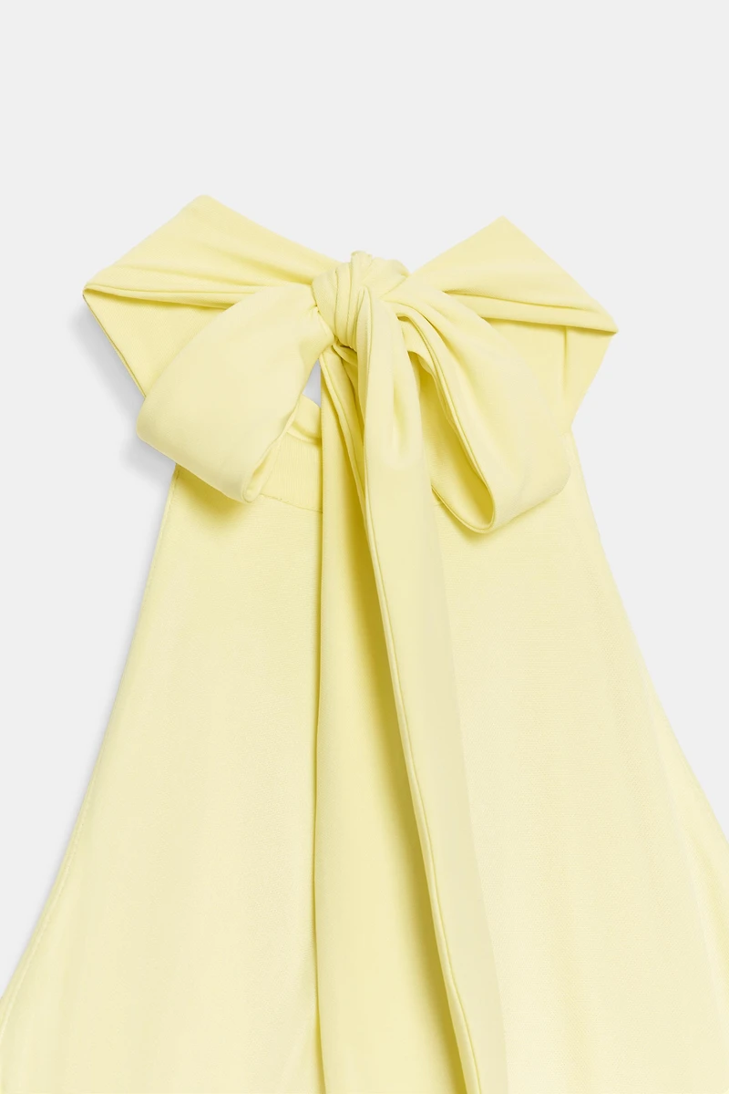 TIED HALTER MIDI DRESS
