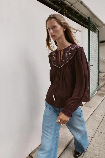EMBROIDERED BEADED BLOUSE