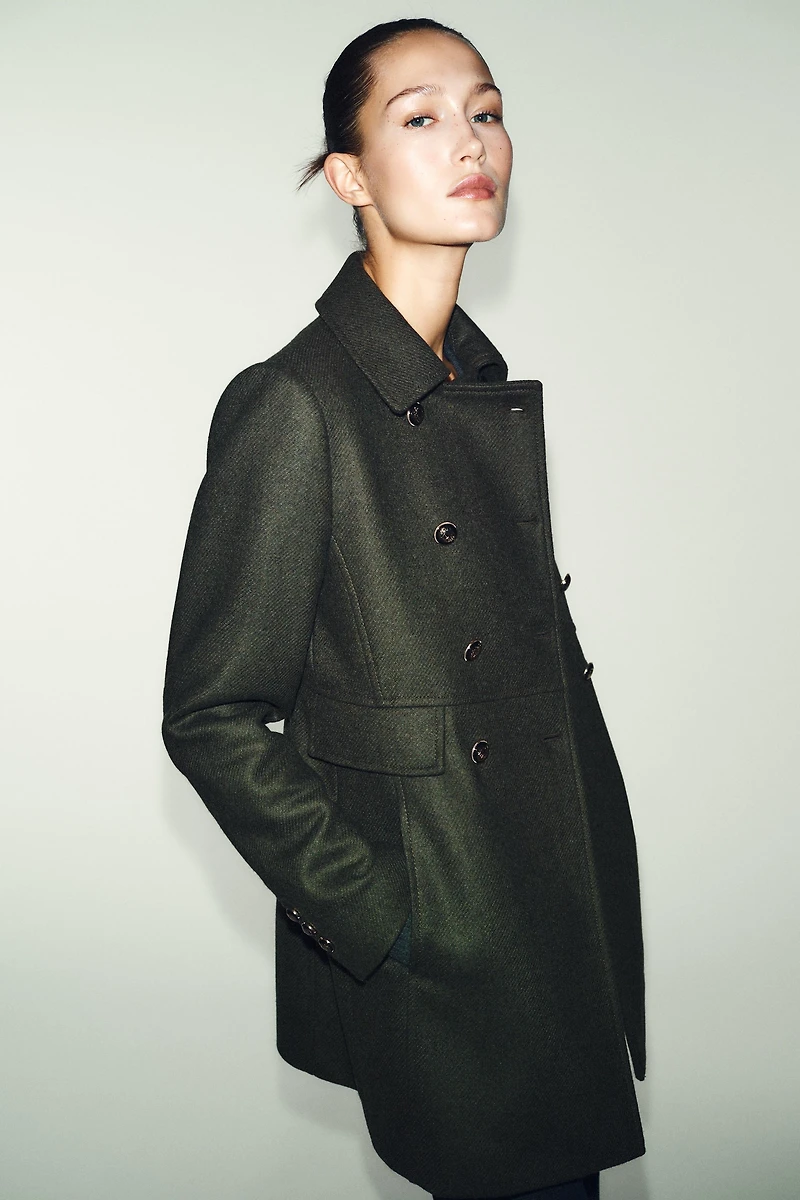 DOUBLE BREASTED WOOL BLEND COAT