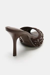 SPARKLY WOVEN MULE SANDALS