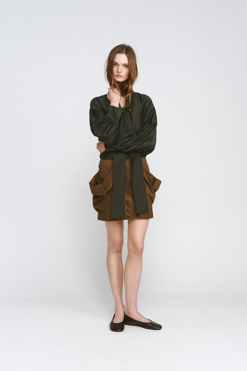 SATIN EFFECT SHIRT WITH TIES ZW COLLECTION