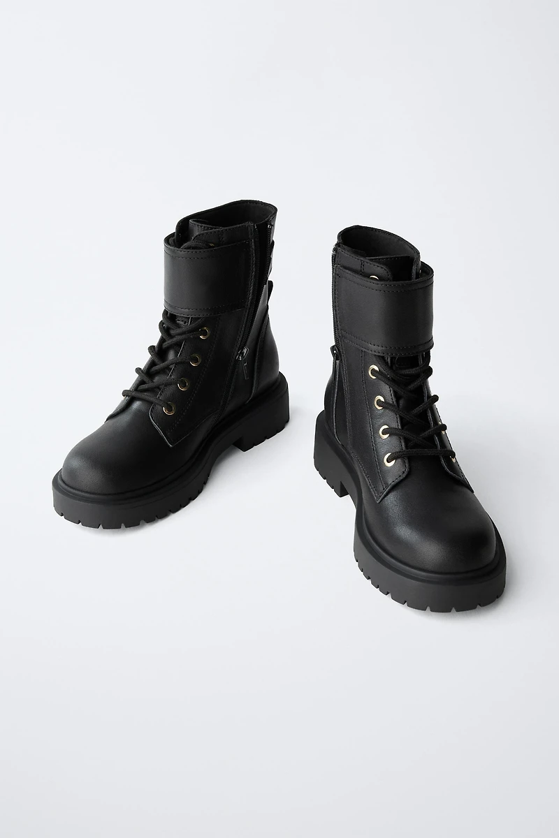 LEATHER ANKLE BOOTS WITH BUCKLE