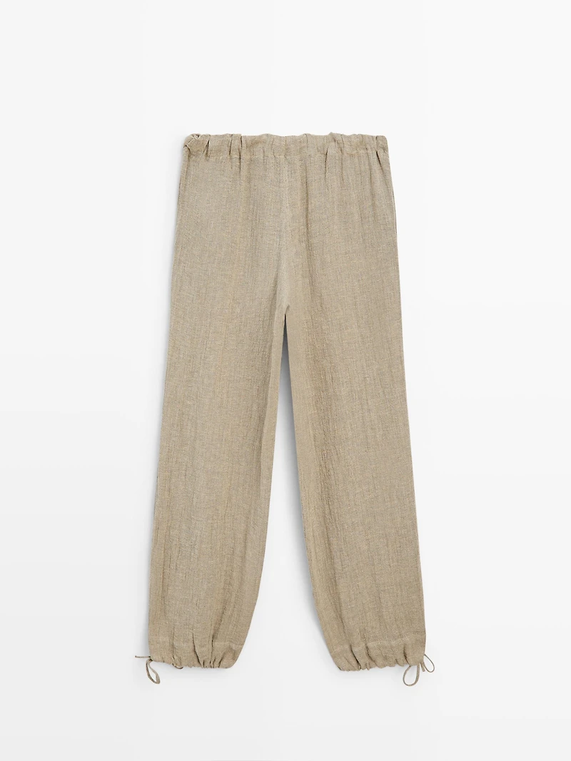 Pantalon bouffant en lin mélangé