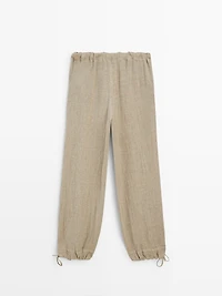 Pantalon bouffant en lin mélangé