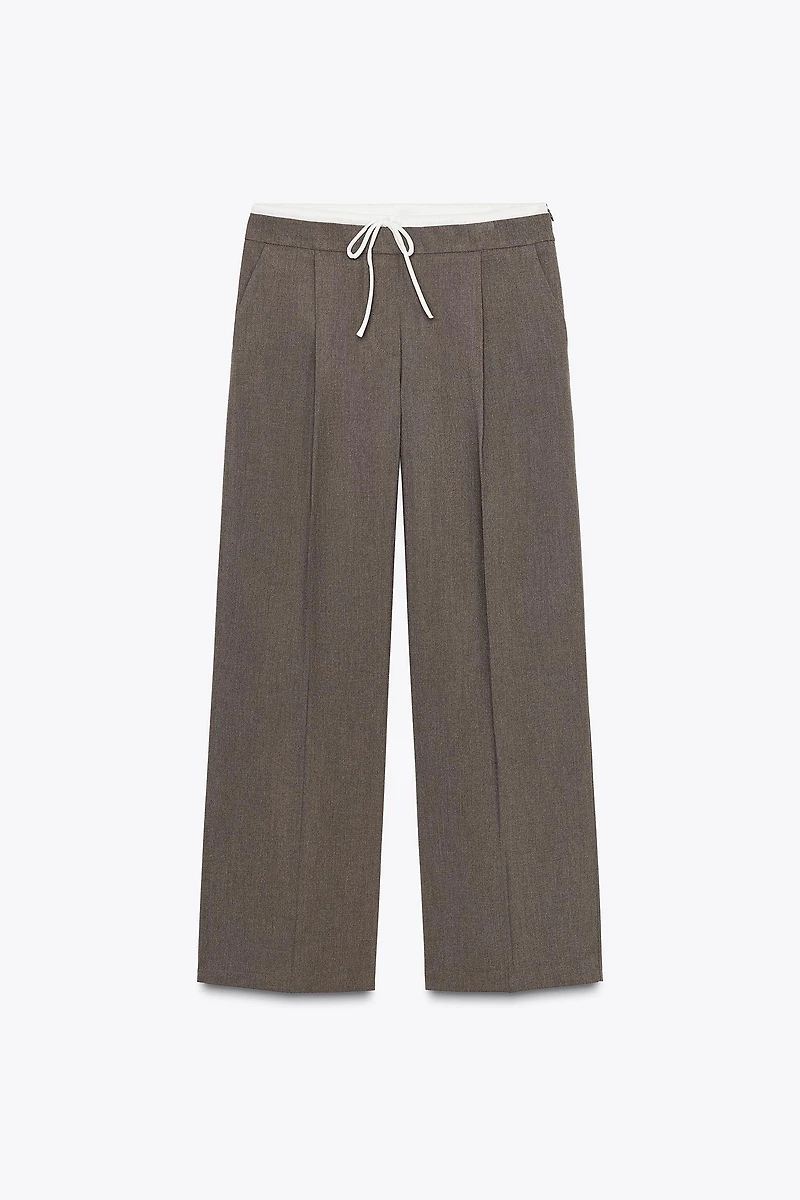 DOUBLE WAIST WIDE LEG PANTS