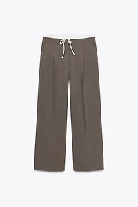 DOUBLE WAIST WIDE LEG PANTS