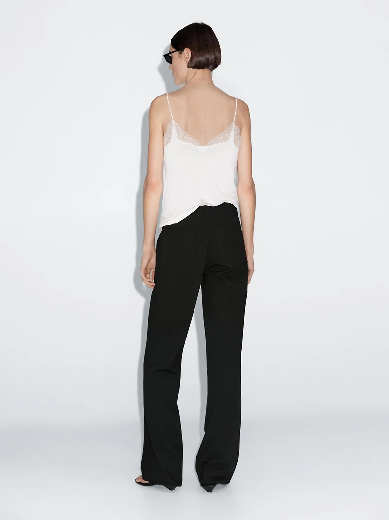 Mid-waist straight-leg trousers
