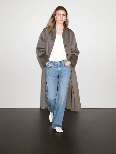 Wool blend high neck coat