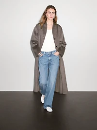 Manteau à col montant en laine mélangée