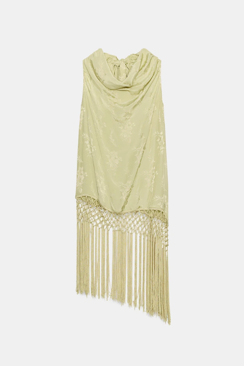 ZW COLLECTION FRINGED JACQUARD TOP