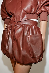 FAUX LEATHER BALLOON MINI SKIRT